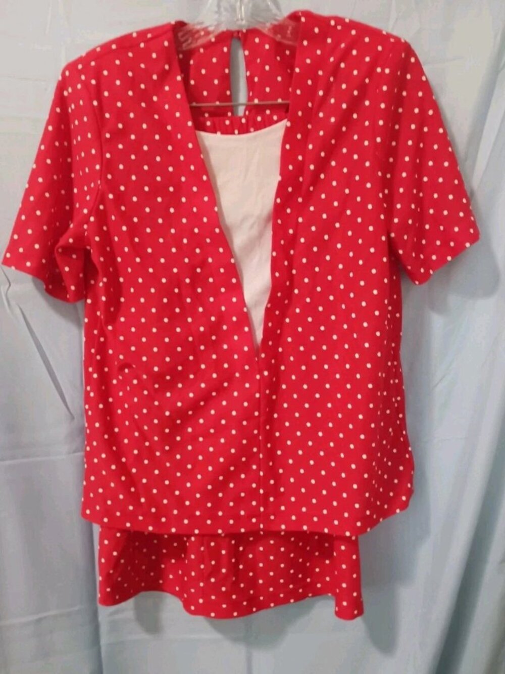 Vintage Village Womans Sz 10 Skirt Set Red and White Polka Dot